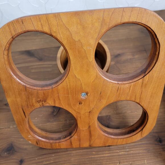 Wooden Caddy 4pcs Bowl with Serving Tray Set Brown Condiment Holder Light Weight - Picture 9 of 9